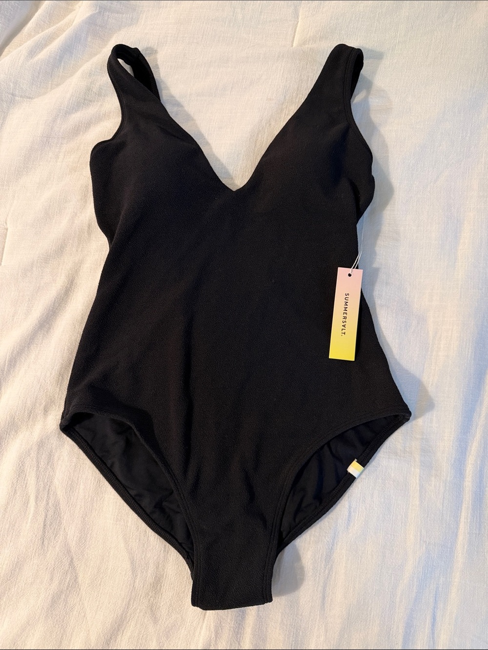 Summersalt Black One-Piece Swimsuit with V-Neck New With Tags